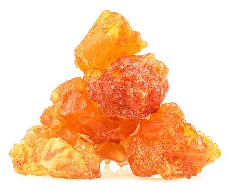Pile of frankincense resin isolated on a white background. Natural frankincense Olibanum. Incense.