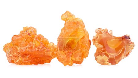 Frankincense resin isolated on a white background. Natural frankincense Olibanum. Incense.
