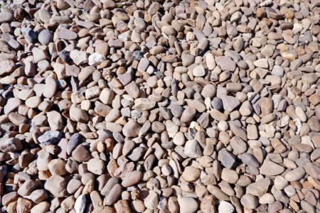 Téléchargez les photos : Texture de petit fond de pierre ou de cailloux. Pierres de mer dans le jardin - en image libre de droit