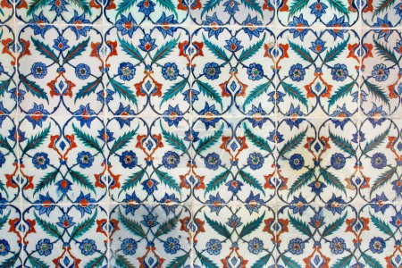 Photo for Vintage tiles with floral pattern background. Old turkish style - Royalty Free Image