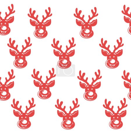 Téléchargez les illustrations : Illustration vectorielle avec motif sans couture cerf de Noël - en licence libre de droit