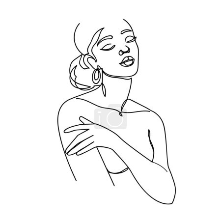 Téléchargez les illustrations : Femme abstraite dessinée à la main dans un art linéaire. Tendance moderne. Illustration vectorielle - en licence libre de droit