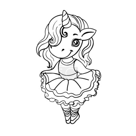 Illustration for Cute unicorn ballerina on a white background. Vector illustration coloring book for children - Royalty Free Image