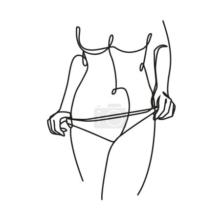 Téléchargez les illustrations : Femme nue dans un style de ligne. Illustration vectorielle. Mode minimalisme tendance - en licence libre de droit