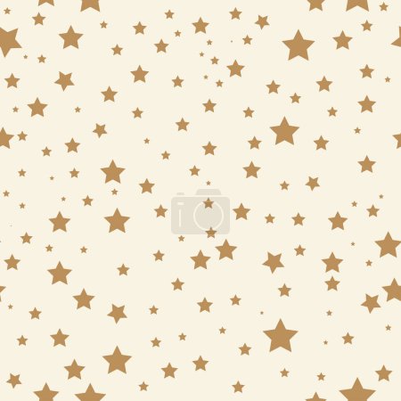 Illustration for Golden stars seamless pattern. Vector. Design for packaging, clothing, t-shirts. Starry sky - Royalty Free Image