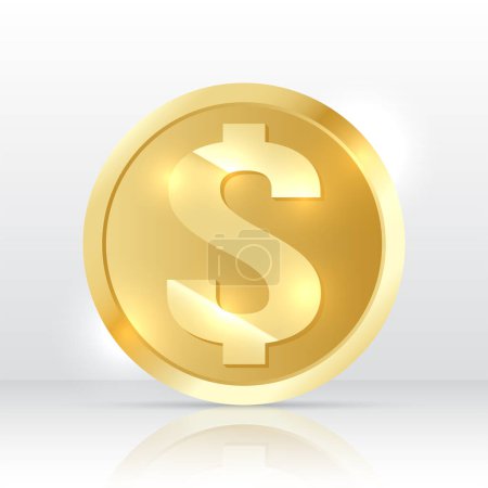 Illustration for Golden USD coin on background. - Royalty Free Image