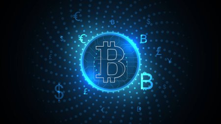 Illustration for Bitcoin cryptocurrency digital money network technology backgroun - Royalty Free Image