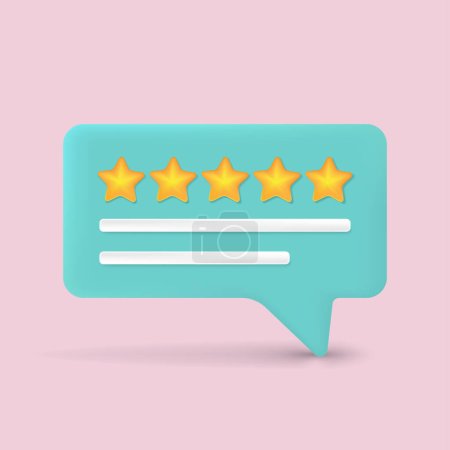 Five-Star Feedback. Customer review concepts. Reviews stars. 3D Vector Illustrations.