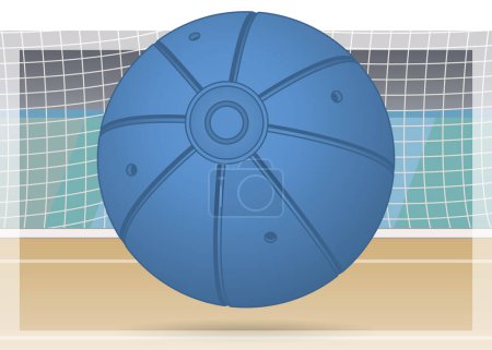Illustration for Para sports paralympic goalball blue ball with net and court in background - Royalty Free Image