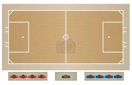 Illustration for Para sports paralympic powerchair football standard-sized court for player sitting in specialized powered wheelchair - Royalty Free Image