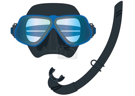 Illustration for Freediving, mask and j-type snorkel isolated on a white background - Royalty Free Image