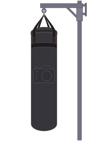 Illustration for Kickboxing, punching bag hanging on a pole isolated on a white background - Royalty Free Image