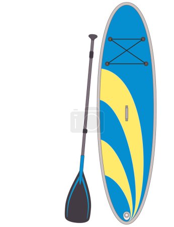 paddleboarding paddle boarding SUP, tabla y paddle aislados sobre un fondo blanco