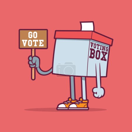 Voting Box character asking people to vote vector illustration. Election, rights design concept.