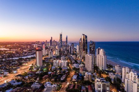 Photo for Sunset view of Surfers Paradise on the Gold Coast looking from the North, QLD, Australia - Royalty Free Image