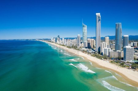 Aerial view of Surfers Paradise on the Gold Coast looking from the North, QLD, Australia