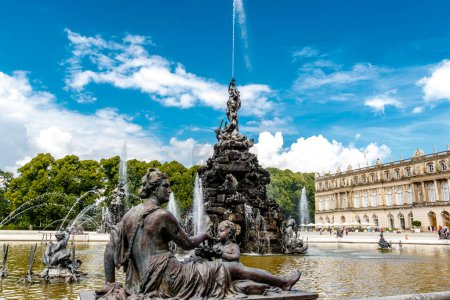 Photo for Fortuna fountain in front of the Herrenchiemsee palace in Bavaria, Germany, Europe - Royalty Free Image