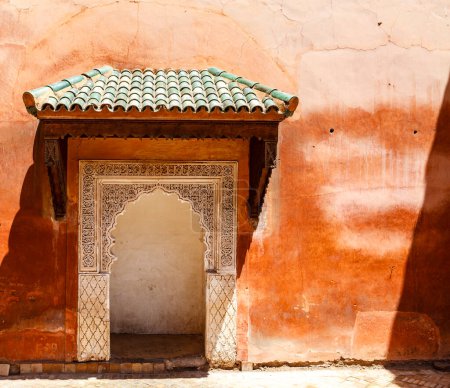 Photo for Ornate entrance of the Saadian Tombs in Marrakesh, Morocco, North Africa - Royalty Free Image