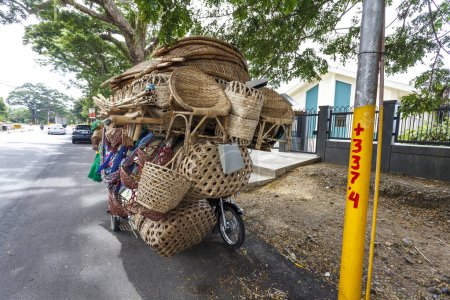 Photo for Tricycle packed with baskets for sale, Ilocos, Philippines, Asia - Royalty Free Image