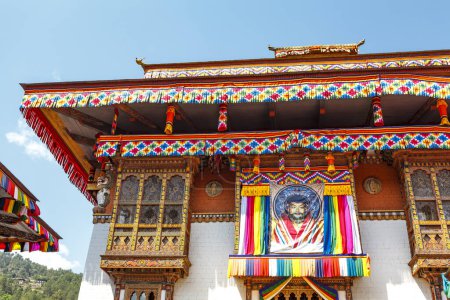 Extérieur du riche Punkha Dzong décoré à Punakha, Bhoutan, Asie