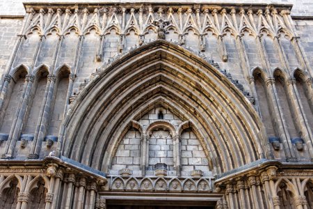Facade of the Santa Maria del Pi church in Barcelona, Catalonia, Spain, Europe