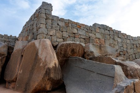 Téléchargez les photos : Mur environnant de l'enceinte royale, Hampi, Karnataka, Inde, Asie - en image libre de droit