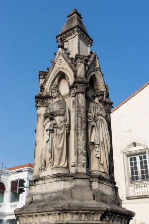 Neo gothic memorial statue at Light Street (Lebuh Light) in the historic district of George Town, Penang, Malaysia, Asia
