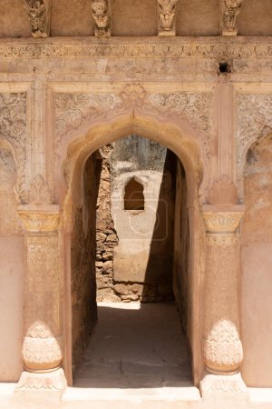 Facade of the Rani mahal ruined palace in Kalinjar Fort, Kalinjar, Banda District, Uttar Pradesh, India, Asia