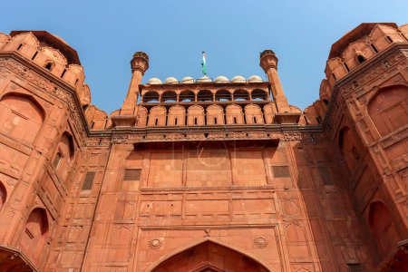 Puerta de entrada de Lal Qila el Fuerte Rojo en el Viejo Delhi, India, Asia