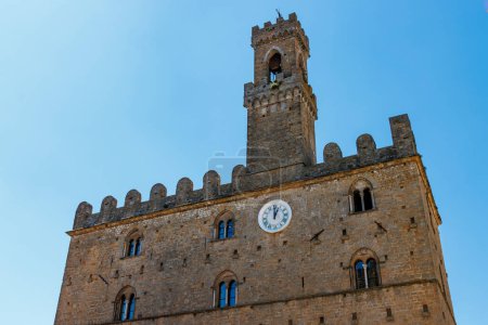 Fassade des mittelalterlichen Rathauses von Volterra, Toskana, Italien, Europa