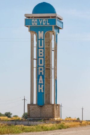 Sign of local petrol station in Uzbekistan, Central Asia