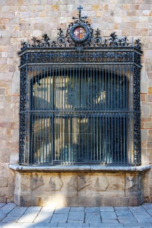 Window of the former farmacy inside of the medieval hospital de Sant Pau in Barcelona, Catalonia, Spain, Europe