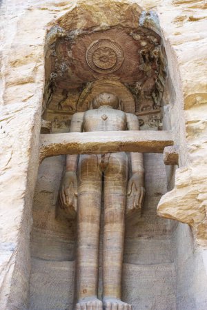 Photo for Jain sculpture in the rocks of Gwalior Fort, Madhya Pradesh, India, Asia - Royalty Free Image