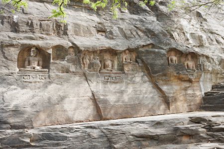 Sculpture jaïne dans les rochers du fort Gwalior, Madhya Pradesh, Inde, Asie