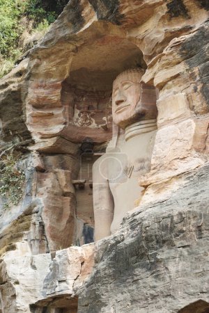 Jain sculpture in the rocks of Gwalior Fort, Madhya Pradesh, India, Asia