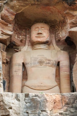 Jain-Skulptur in den Felsen von Gwalior Fort, Madhya Pradesh, Indien, Asien