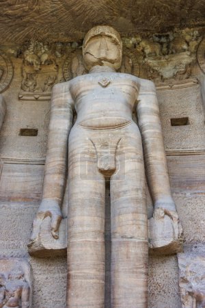 Jain-Skulptur in den Felsen von Gwalior Fort, Madhya Pradesh, Indien, Asien