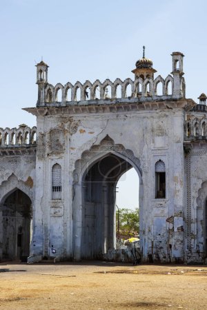 Old white city gate in Lucknow, Uttar Pradesh, India, Asia
