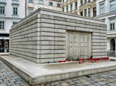 Photo for VIENNA, AUSTRIA - DECEMBER 1, 2022: The Vienna Holocaust Memorial, designed by Rachel Whiteread; is sometimes referred to as The Nameless Library as it shows books on shelves that are shown inside out, with no titles. - Royalty Free Image