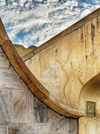 Photo for The UNESCO World Heritage Site of the Jantar Mantar observatory in Jaipur, India is filled with structures with architectural curves. - Royalty Free Image