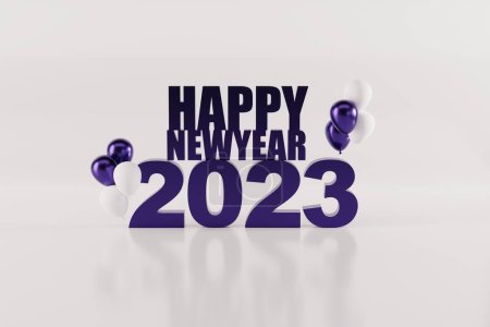 Foto de El número 2023, el nuevo año. Año Nuevo, Feliz Año Nuevo concepto. Número púrpura 2023 sobre fondo claro. Renderizado 3D, ilustración 3D. - Imagen libre de derechos
