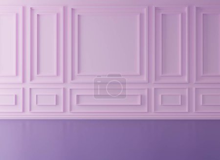 Foto de Pared clásica de color rosa pastel, interior vacío con paneles de pared y un suelo reflectante y ligero. Interior minimalista moderno con paneles en la pared. Renderizado 3D, ilustración 3D. - Imagen libre de derechos