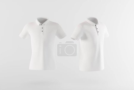 Photo for White polo shirt on an isolated background. The concept of selling clothes, a polo shirt without prints to complete the content. 3D render, 3D illustration. - Royalty Free Image