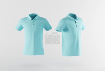 Photo for Blue polo shirt on an isolated background. The concept of selling clothes, a polo shirt without prints to complete the content. 3D render, 3D illustration. - Royalty Free Image