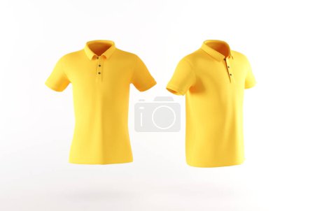 Photo for Yellow polo shirt on an isolated background. The concept of selling clothes, a polo shirt without prints to complete the content. 3D render, 3D illustration. - Royalty Free Image