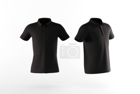 Photo for Black polo shirt on an isolated background. The concept of selling clothes, a polo shirt without prints to complete the content. 3D render, 3D illustration. - Royalty Free Image