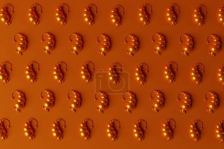 Photo for A presley pattern composed of orange balls on an orange background. 3d rendering, 3d illustration. - Royalty Free Image