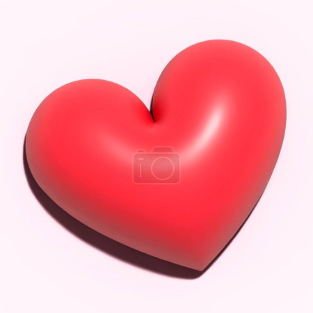 3d Red heart shape isolated pink background illustration.  Heart icon love concept
