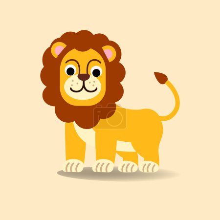 Lion Cartoon Flache style.King Tier Vektor Illustration.Wildlife Tier