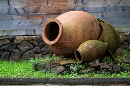 Photo for Old Georgian traditional big jugs kvevri for wine making - Royalty Free Image